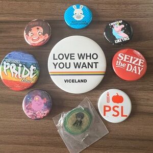 Set of 9 Colorful Button Pin Variety Set